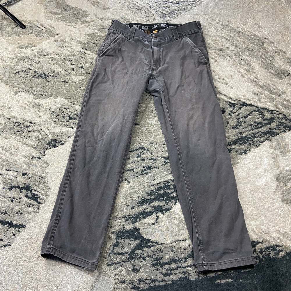 Cat Utility Pant Mens 32x32 Gray Cotton Stretch Flex Waist Straight Leg Workwear